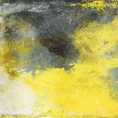 an abstract painting with yellow and gray colors