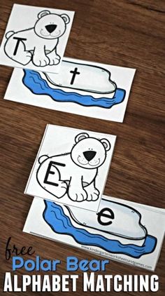 polar bear alphabet matching game for preschool