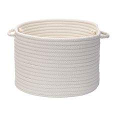 a white rope basket on a white background