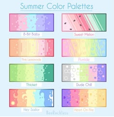 the summer color palettes are available for use in any type of print or web design