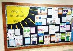 a bulletin board with pictures and writing on it that says what a sun - saffron year