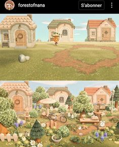 there are two pictures of different houses in the same area