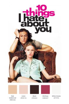 the movie poster for 10 things i hate about you with two people sitting on a couch