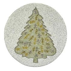 Providence Gold Beaded Christmas Tree Placemat, 14", Metallic, Polyester Beaded Christmas Tree, Beaded Tree, Christmas Tableware, Holiday Meals, Gold Tree, Outdoor Patio Lights, Festive Tables, Touch Of Gold, Holiday Table