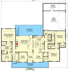 the floor plan for a house with two master suites