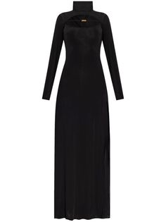 Formal Long Sleeve Midi Dress With Side Slits, Elegant Split Hem Midi Dress For Evening, Elegant Evening Midi Dress With Split Hem, Elegant Midi Dress With Split Hem For Evening, Elegant Black Midi Dress With Split Hem, Longline Evening Dresses With Side Slits, Black Midi Dress With Long Sleeves And Side Slits, Black Long Sleeve Midi Dress With Side Slits, Black Sleek Midi Dress With Side Slits