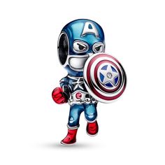 the avengers character is holding a shield and wearing red, white, and blue shoes