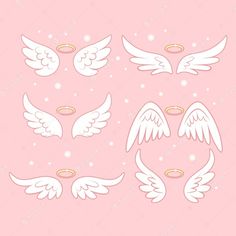 white angel wings and halos on a pink background