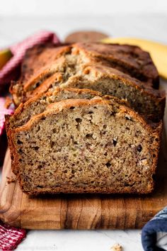 slices of banana bread on a cutting board