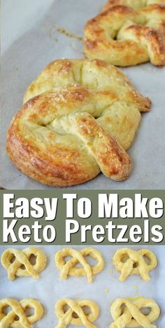 easy to make keto pretzels on a baking sheet with text overlay