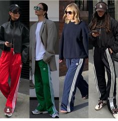 Adidas Outfit Women Casual, Sporty Glam Outfits, Zoomer Fashion, Woven Pants Outfit, Adidas Track Pants Outfit Woman, Track Pants Outfit Women, Style Adidas Pants, Adidas Track Pants Outfit