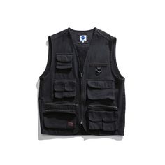 2022 Men Retro Multi-pocket Vests Sleeveless Photography Zipper Loose Streetwear | eBay