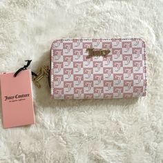 Pink And White Juicy Couture Wallet Multi Compartment Bifold Many Slots & Zipper Price Is Firm White Juicy Couture, Juicy Couture Wallet, Juicy Couture Purse, My Shopping List, I'm Broke, Super Nails, Pastel Pink Aesthetic, Cozy Room Decor, Couture Bags