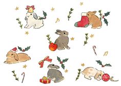 an image of rabbits and christmas decorations