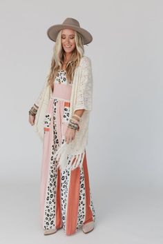 Serendipity Animal Print Jumpsuit - Coral | Three Bird Nest Thick Tank Top, Animal Print Jumpsuit, Three Bird Nest, Crochet Fabric, Tank Top Straps, Print Jumpsuit, Printed Jumpsuit, Wide Pants, Kimono Fashion