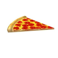 a slice of pizza with pepperoni and cheese is shown on a white background,