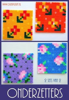 the instructions for how to make cross stitch coasters with perler beads and plastic canvases