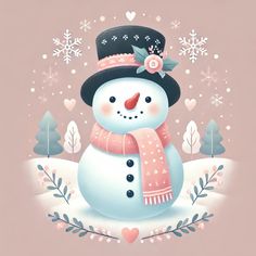 a snowman wearing a hat and scarf