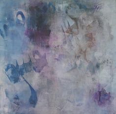 an abstract painting with blue and purple colors