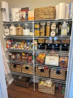 the pantry is stocked with all kinds of food