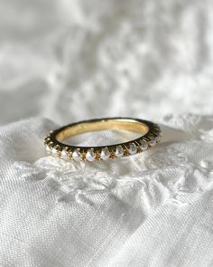 Introducing the Lilly Pearl Ring - a gold plated silver ring with an eternity pearl shell design. Elevate any outfit with this unique and elegant piece, perfect for any occasion. Love Rings, Parisian Wedding, Horseshoe Ring, Lucky Horseshoe, Shell Design, Ring Stacking, French Chic, Chic Jewelry, Pearl Shell