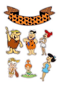 the flint family stickers are shown in various shapes and sizes, including an orange cheetah