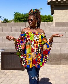 Beautiful African Top for Women Ankara Top off the Shoulder - Etsy African Tops For Women Ankara, African Tops For Women, Ankara Blouse, African Blouses, African Tops, African Prints, African Wax Print, Top For Women, Wax Print