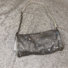 White Silver Crystal Bling Rhinestone Renaissance Handbag Purse Bag New Trendy Rhinestone Clutch Shoulder Bag, Trendy Rhinestone Clutch Bag, Trendy Rhinestone Shoulder Evening Bag, White Party Bag With Rhinestones, Rhinestone Shoulder Evening Bag, White Rectangular Evening Bag With Rhinestones, White Rectangular Bag With Rhinestones, White Rectangular Bags With Rhinestones, 70s Purse