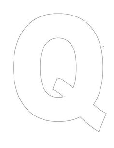 the letter q is shown in black and white, with an outline for it to be used