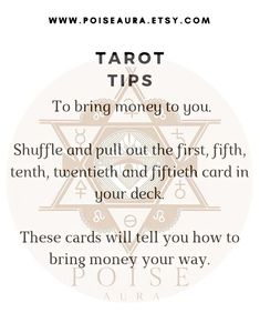 the tarot tips card with text on it