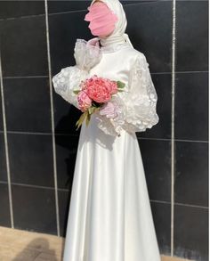 Flower Dresses Outfit, Modest Bridal Dresses, Wedding Dress Hijab, Malay Wedding Dress, Muslimah Wedding, Modest Dresses Fashion, Sewing Wedding Dress, Malay Wedding