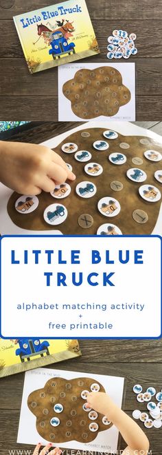 the little blue truck printable matching activity for toddlers and older children to play with