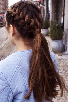 Two French Braids, French Braid Ponytail, French Braid Hairstyles, Two Braids, Peinados Fáciles Para Cabello Corto, Short Hairstyle, Teen Hairstyles, Braided Ponytail