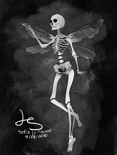 Borboleta Skeleton Fairy Drawing, Skeletons Holding Each Other, Skeleton Art Love, Skeleton Fairy Tattoo, Fairy Skeletons, Skeleton Art Aesthetic, Skeleton Fairies, Skeleton With Wings, Skeleton Art Drawing