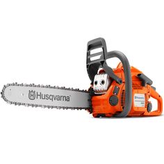 an orange chainsaw with the words husvama on it's side