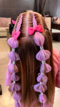 Cute Pink Hairstyles, Creative Natural Hairstyles, Barbie Hairstyles, Barbie Hairstyle, Barbie Birthday Party, Going Out Hairstyles, Barbie Hair, Crazy Hair Day At School