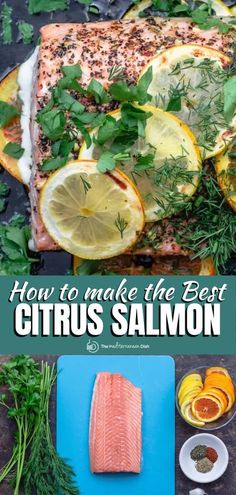 how to make the best citrus salmon with lemons, herbs and seasoning on top