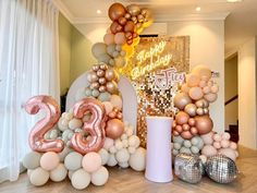 balloons are arranged in the shape of numbers for a new year's eve party