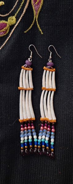 Native Made Beaded Earrings Different Styles Available Hearts with Waterbird Earrings are 3 and a 1/2 inches long Turquoise Green Earrings are 3 inches long Dangles are 5 inches long Shipping Free Domestic International Rates Apply Dentallium Earrings, Maximalist Jewelry, Quill Earrings, Beaded Jewelry Earrings, Porcupine Quills, Beaded Earring, Native American Beadwork, Native Jewelry, Native American Beading