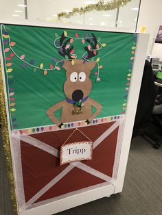 a door decorated to look like a reindeer