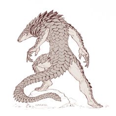 a drawing of a creature with long legs and large claws on it's body