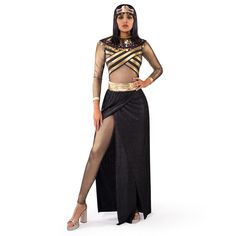 PRICES MAY VARY. Set Includes: The Exquisite cleopatra costume Set includes 1 black collar, 1 Skirt,1 Top and 1 underneath catsuit. Step into the grandeur of ancient Egypt and channel the iconic Queen Cleopatra with this stunning costume set. Premium Quality: Made of 100% polyester and safety test approved materials, our Queen Cleopatra Costume ensures durability and an exquisite look. The combination of black and gold adds a regal touch, capturing the essence of Egyptian royalty. Versatile Occa Indian Halloween Costumes, Cleopatra Dress, Egyptian Royalty, Queen Cleopatra, Costume Set, Theatre Costumes, Adult Halloween Costumes, Dress Costume, Women's Costumes