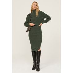 Green knit (45% Wool, 36% Nylon, 15% Alpaca, 4% Elastane). Sweater sheath. Long sleeves. Mock neck. Pull on. 48" from shoulder to hemline. Imported. Rent The Runway, Closet Designs, All Saints, Alpaca, Mock Neck, Sweater Dress, Long Sleeves, Wool, Knitting