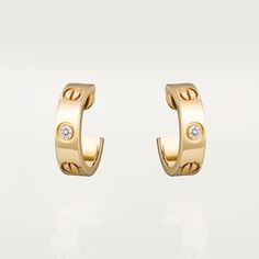 Luxury Yellow Gold Diamond Earrings For Anniversary, Luxury Yellow Gold Diamond Earrings With Brilliant Cut, Luxury Cartier Diamond Earrings, Designer Gold Diamond Earrings, Luxury Yellow Gold Brilliant Cut Diamond Earrings, Luxury Brilliant Cut Yellow Gold Diamond Earrings, Luxury Hoop Earrings With Single Diamond, Luxury Yellow Gold Diamond Earrings With Single Cut, Luxury Yellow Gold Diamond Earrings With Single Cut Diamonds