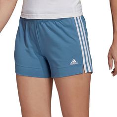 Adidas Womens Pacer 3-Stripes 4" Inseam Athletic Knit Active Shorts L | Xl Blue Condition: New With Tags Brand: Adidas Color: Altered Blue / White Approximate Inseam: 4 Inches Drawcord On Elastic Waist Cotton/Spandex Machine Washable Imported 23s-12857 Blue Athletic Shorts With Three Stripes For Sports, Blue Sporty Athletic Shorts With Three Stripes, Blue Striped Sporty Athletic Shorts, Adidas Blue Activewear With Three Stripes, Adidas Cotton Shorts With Three Stripes Branding, Adidas Cotton Athletic Shorts With Three Stripes, Blue Adidas Cotton Activewear, Adidas Cotton Shorts With Three Stripes, Blue Sports Shorts With Three Stripes