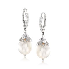 Ross-Simons - 10-11mm Cultured Pearl Drop Earrings in Sterling Silver. From casual to formal occasions, we've got you covered with this versatile pair of earrings. 10-11mm cultured freshwater oval pearls dangle from detailed sterling silver drops. Hanging length is 1 1/4". Leverback, white pearl drop earrings. Pearl birthstones are the perfect gift for June birthdays. Classic Formal Earrings With Ear Wire, Elegant Formal Pearl Earrings Nickel Free, Formal Sterling Silver Pearl Earrings Nickel Free, Formal Sterling Silver Nickel-free Pearl Earrings, Elegant Nickel-free Pearl Earrings, Formal White Gold Pearl Earrings Nickel-free, Formal White Gold Pearl Earrings Nickel Free, Classic Anniversary Pearl Earrings With Ear Wire, Formal Sterling Silver Pearl Earrings