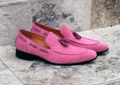 We're in the business of being bold. Join us -- use code BOGO20 at checkout for 20% off any second item in our store, including our fan-favorite Suede Tasseled Loafers. #bebold Alligator Dress Shoes, Pink Loafers, Cordovan Shoes, Dress Loafers, Pink Men, Suede Belt, Suede Tassel, Loafers Shoes, Shoe Tree