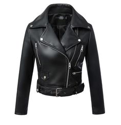 Leather Jacket Zipper, Gothic Jackets, Faux Leather Motorcycle Jacket, Biker Coat, Black Faux Leather Jacket, Style Rock, Pu Leather Jacket, Long Sleeve Outerwear, Collars For Women