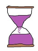 an hourglass with sand coming out of the top and bottom, on a white background