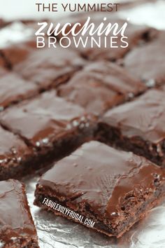 the yummyest zucchini brownies are made with chocolate and fudge